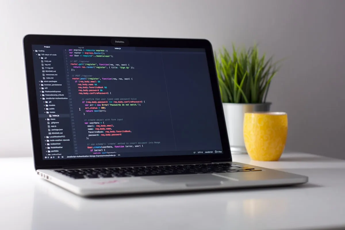 Laptop open for coding work